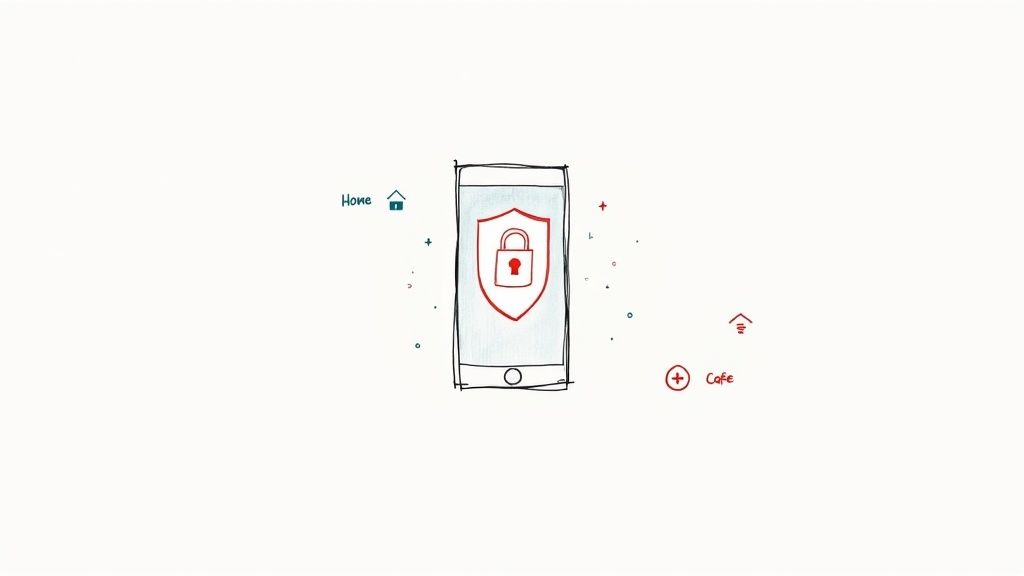 O persoană folosește un laptop și un card de credit pentru a face o plată online sigură, simbolizată de un lacăt.