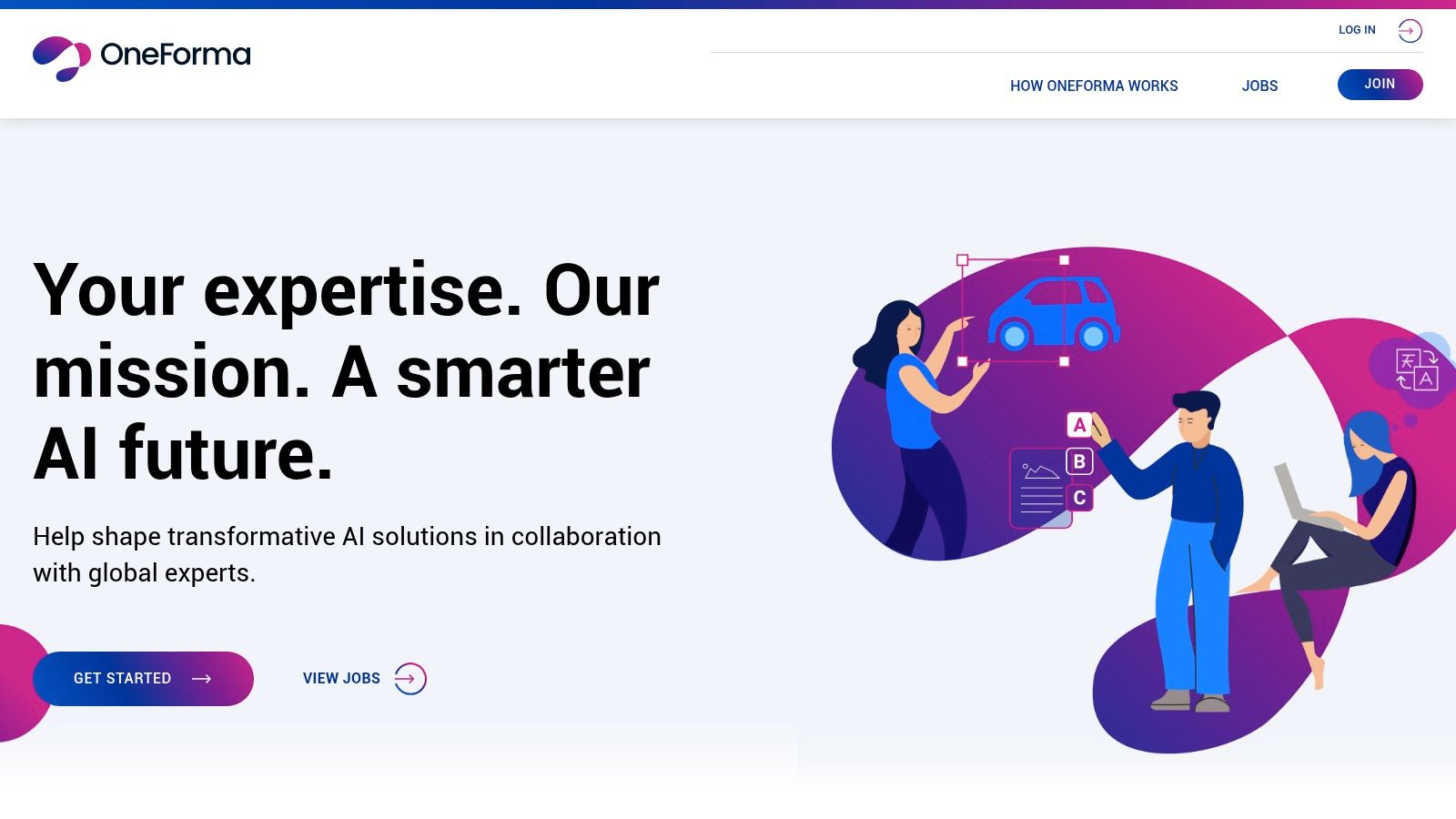 Interfața platformei de microtasking OneForma