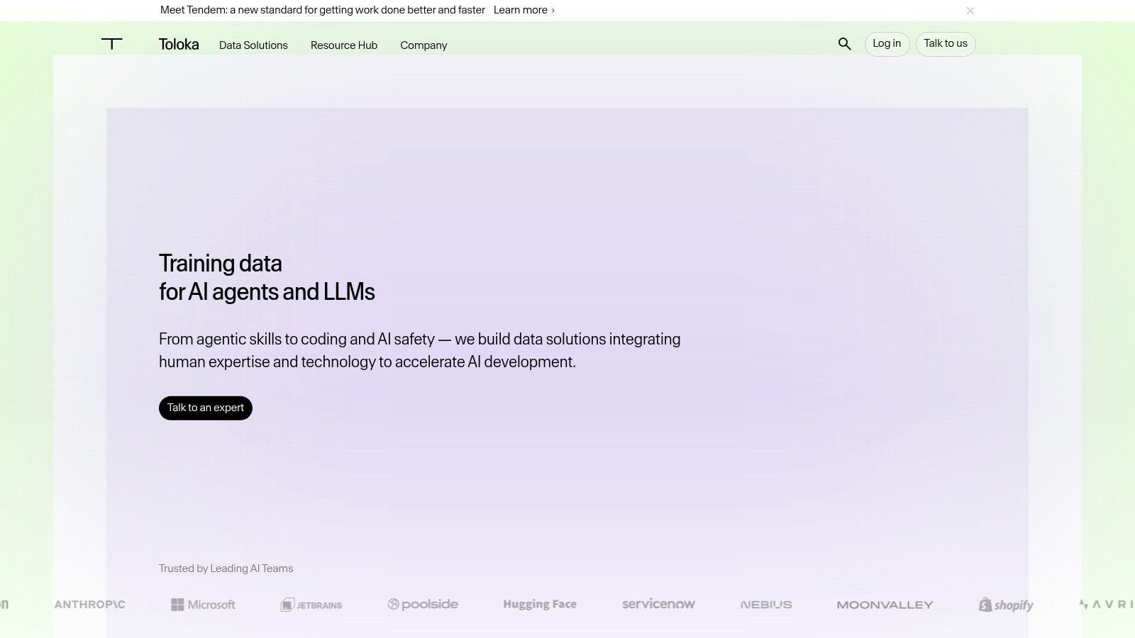 Interfața Toloka pentru taskuri de date AI