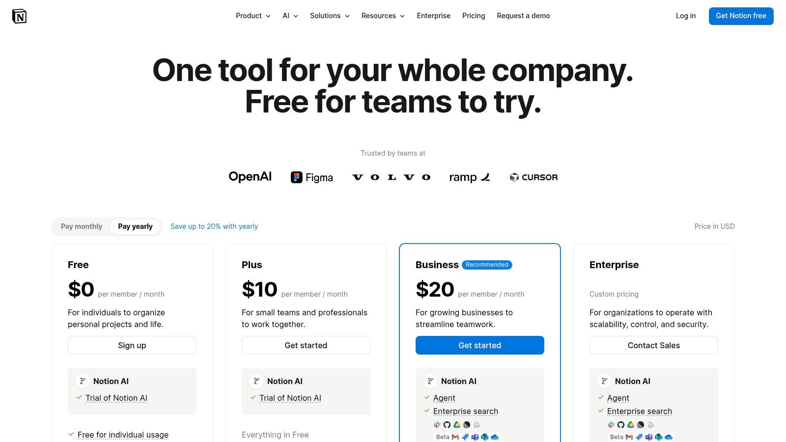 Notion AI pricing plans