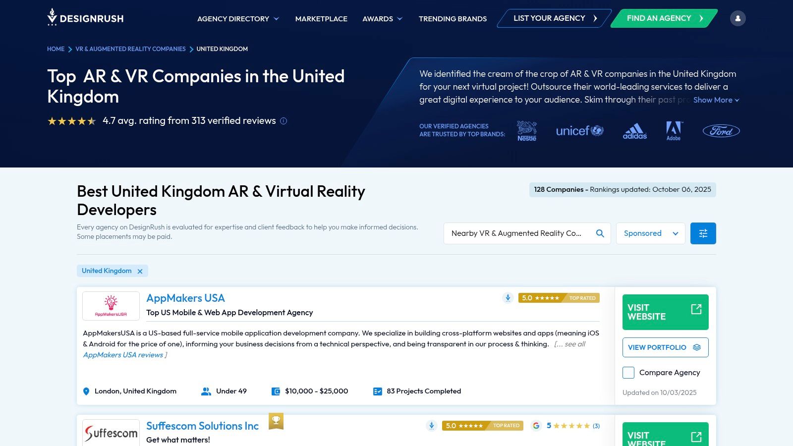 Top 7 Virtual Reality Development Companies in the UK