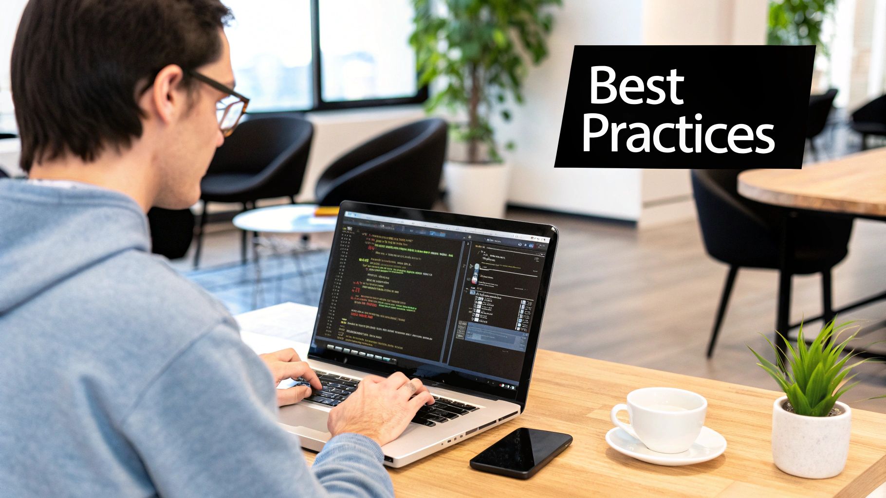 A developer's screen showing a design in one window and corresponding code components in another, illustrating the direct translation from design to code.