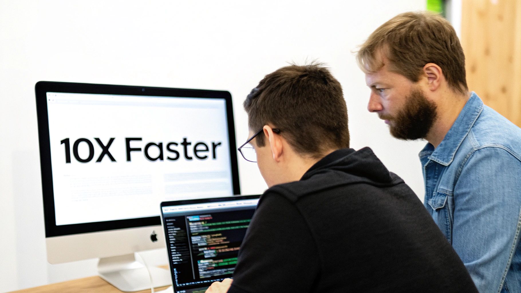 A diagram showing the benefits of prompt-to-app development, like speed and extensible code.
