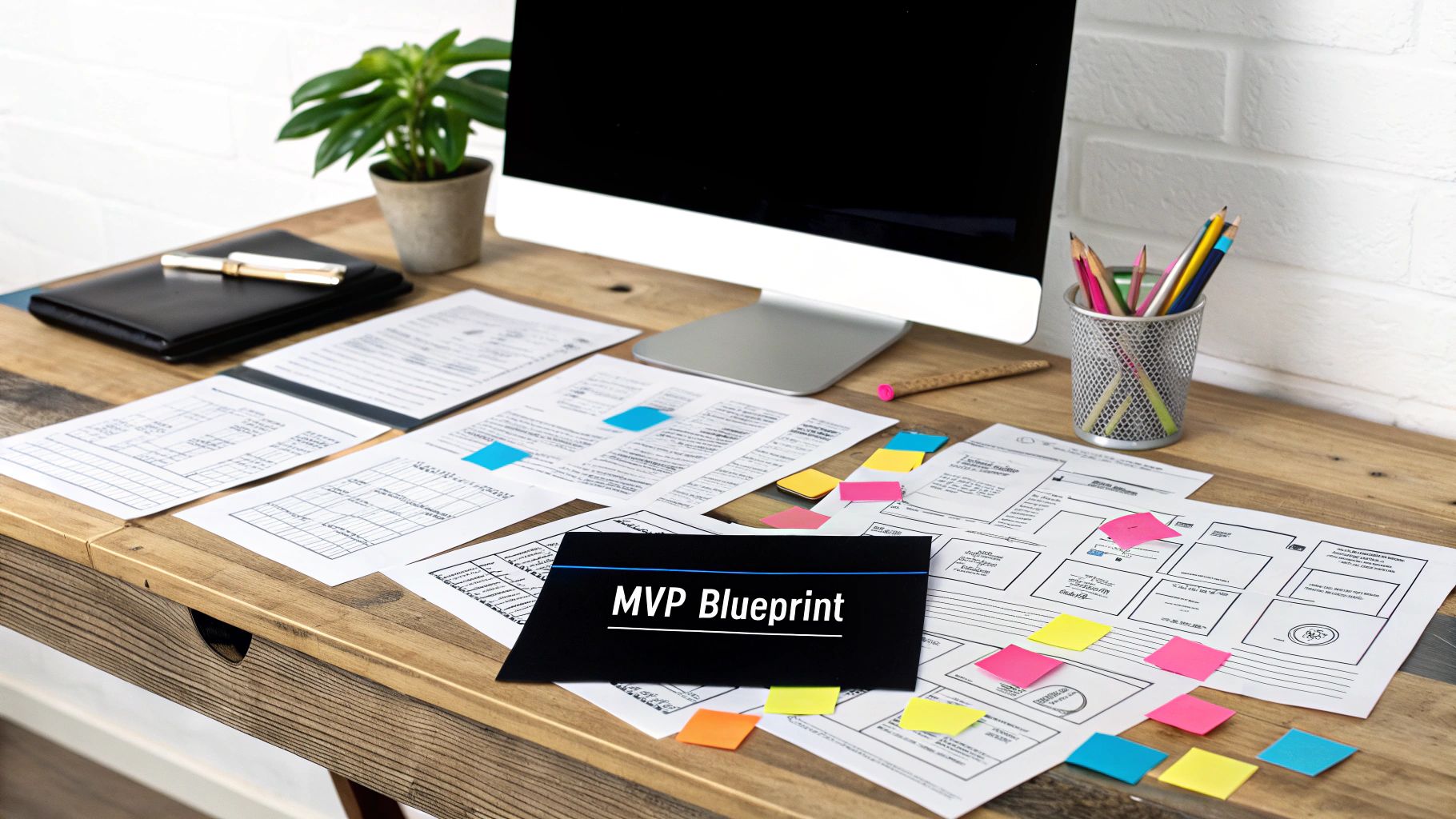 A person wireframing an app on a whiteboard.