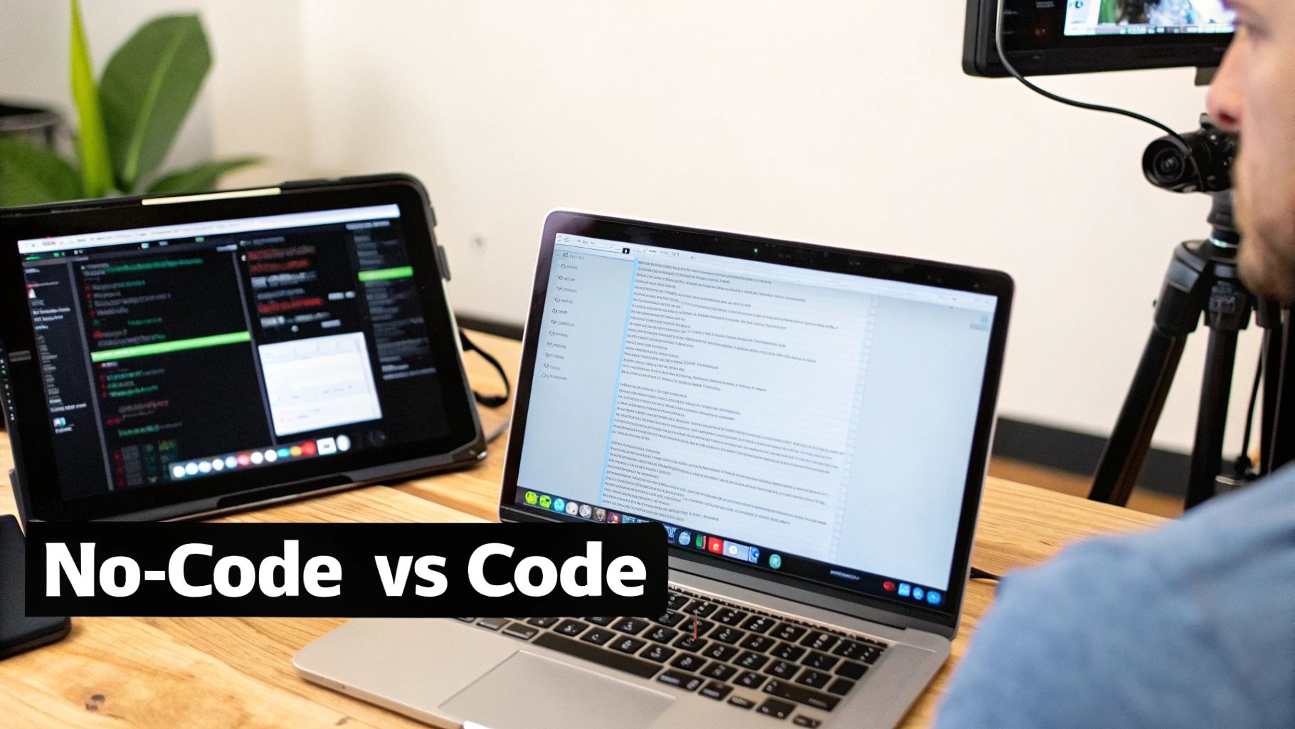 A split image showing a locked, self-contained platform on one side and open, flexible code on the other.