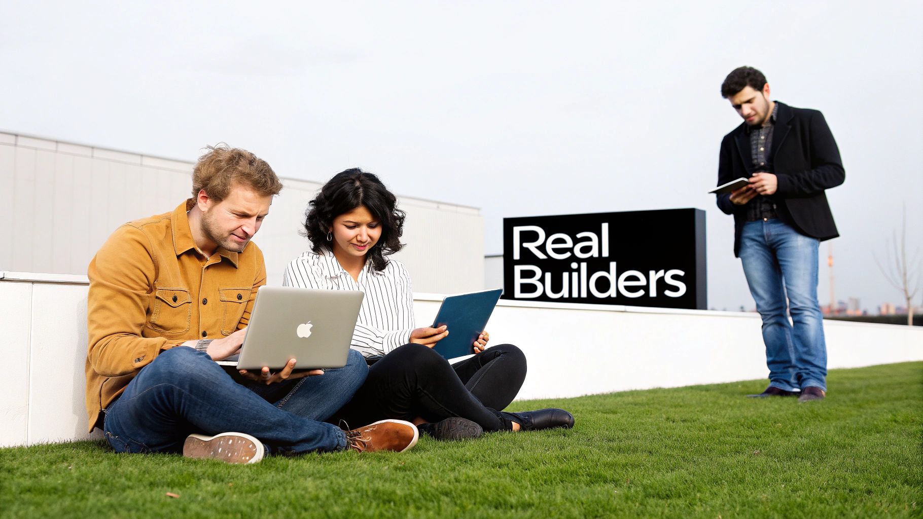 Group of diverse professionals collaborating on a mobile app design.