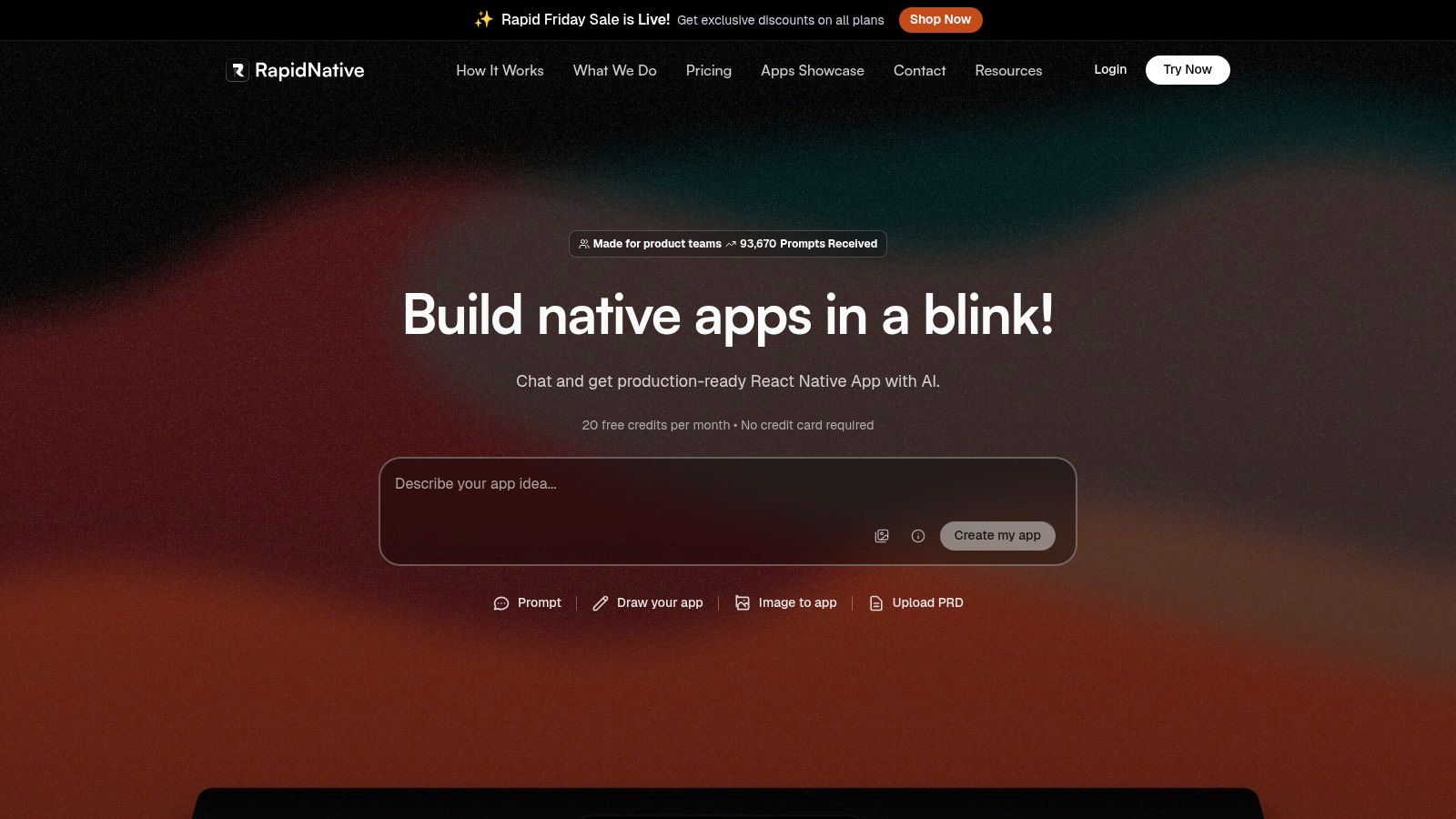 RapidNative App Builder Interface
