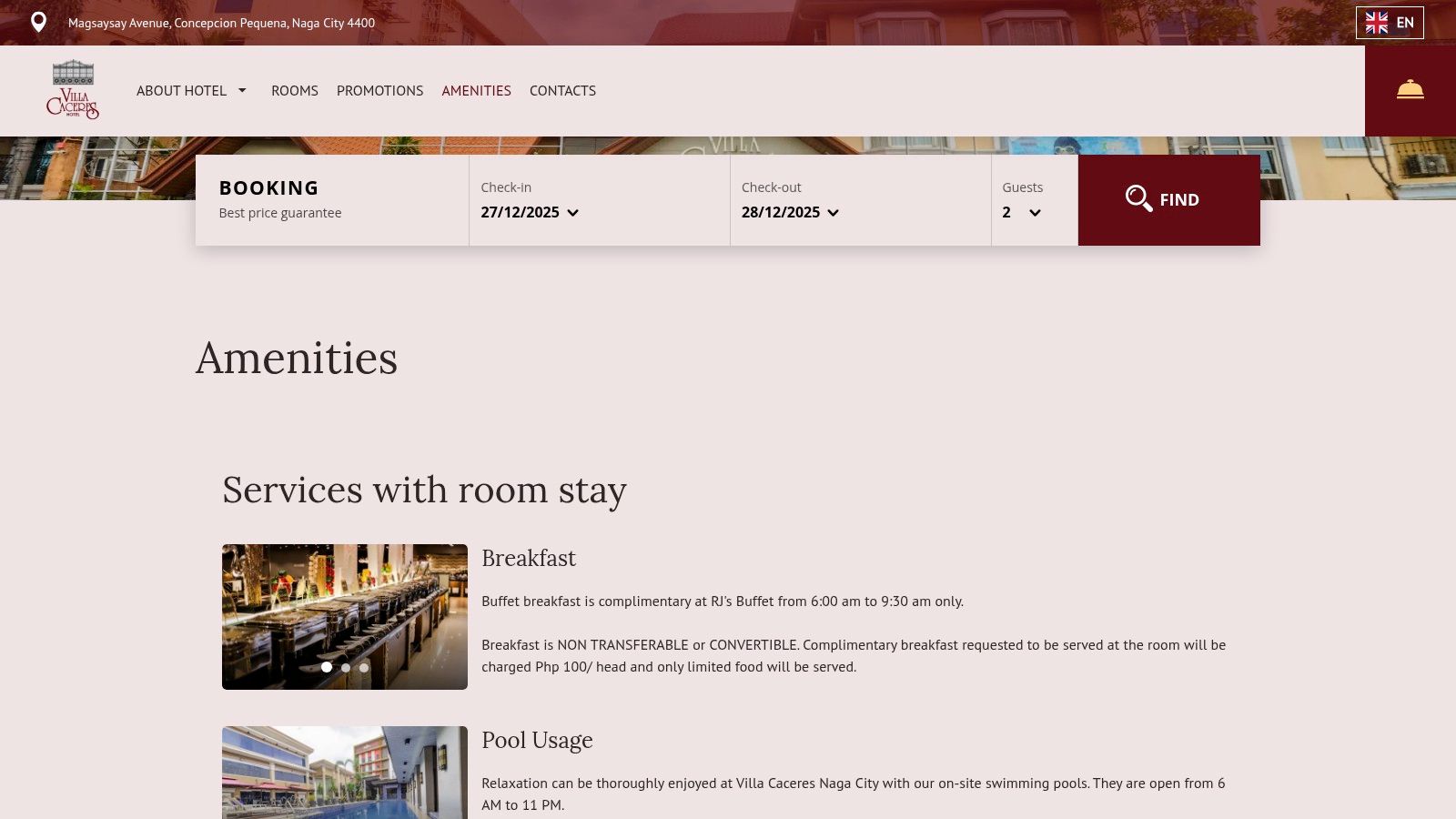 Villa Caceres Hotel – HRC Spa Services