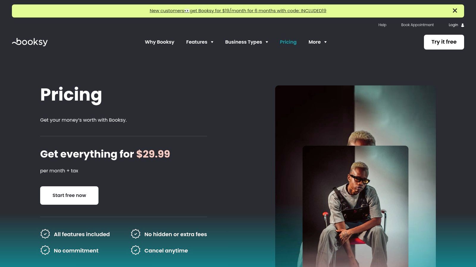 Booksy for Business pricing page