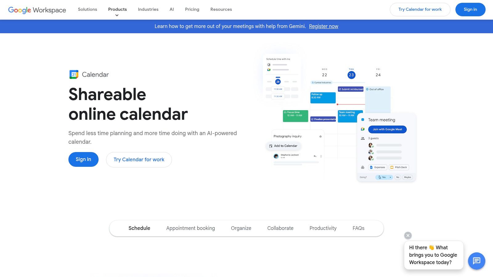 Google Calendar's native Appointment Schedules booking page.