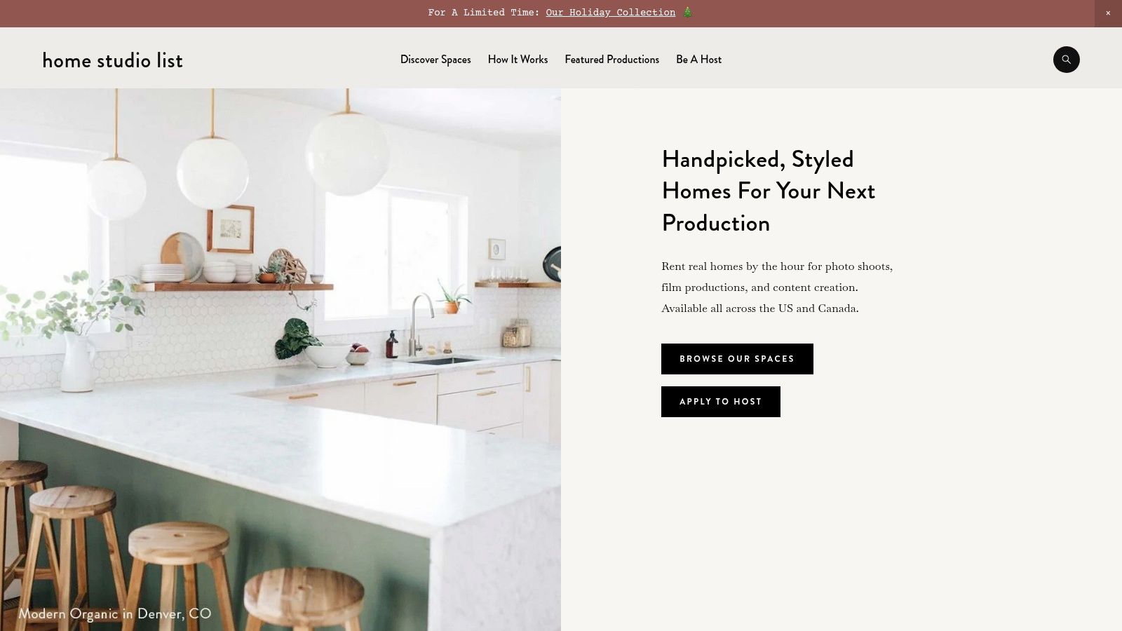 A Home Studio List listing showing a modern, naturally lit kitchen, perfect for a lifestyle or product photoshoot.