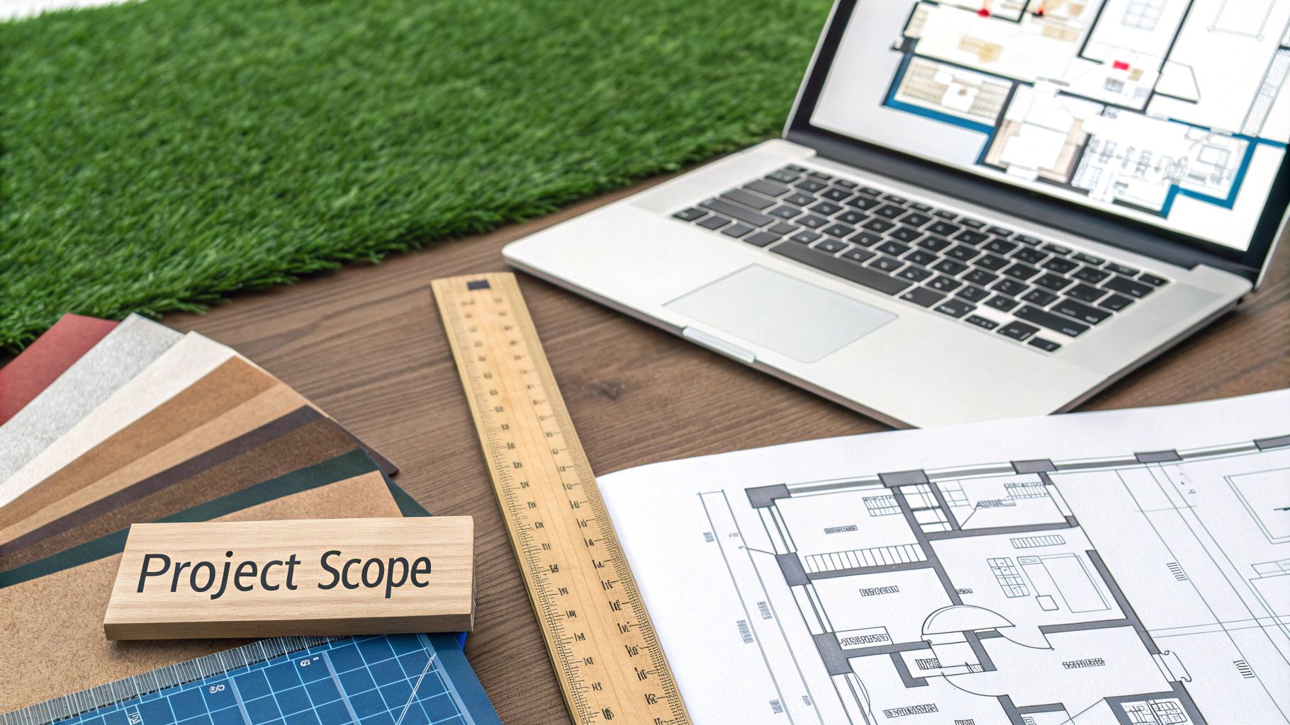 A sleek commercial office interior with defined zones, glass partitions, and integrated lighting, demonstrating the interplay between architectural layout and design elements.