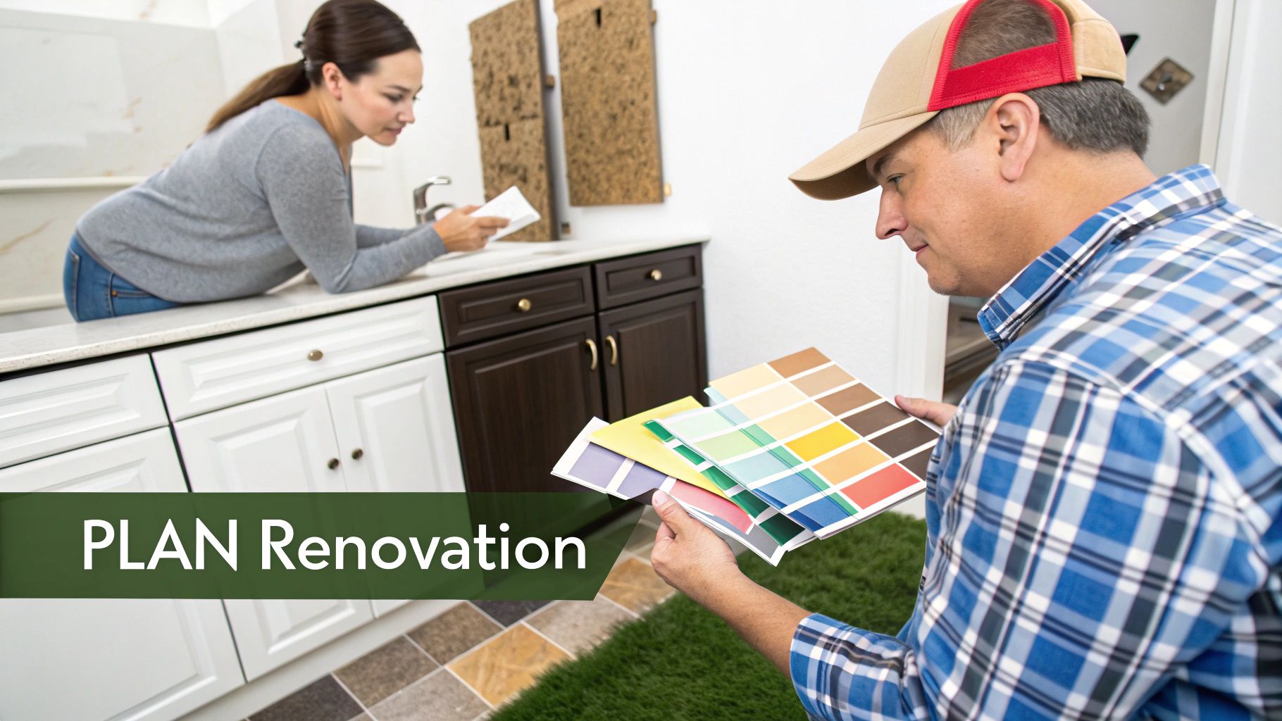 A sleek, modern kitchen with new countertops and refaced cabinets, showcasing a successful renovation project.