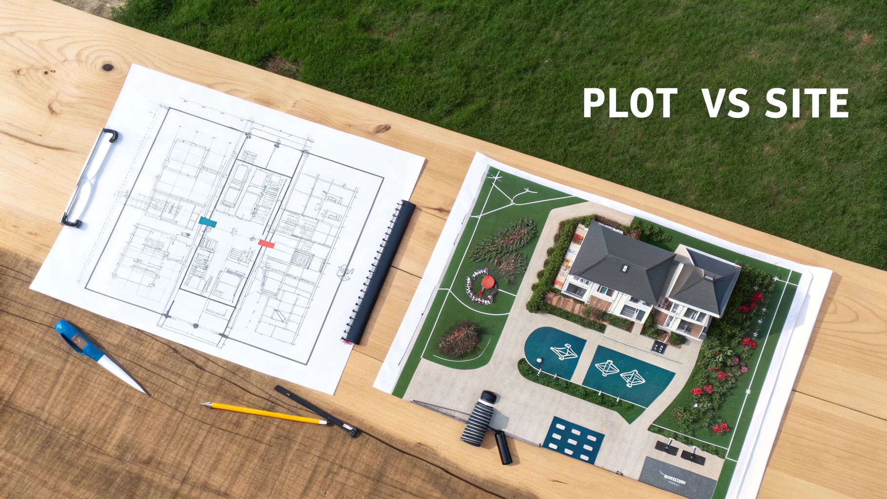 A detailed architectural drawing showing a site plan for a development project