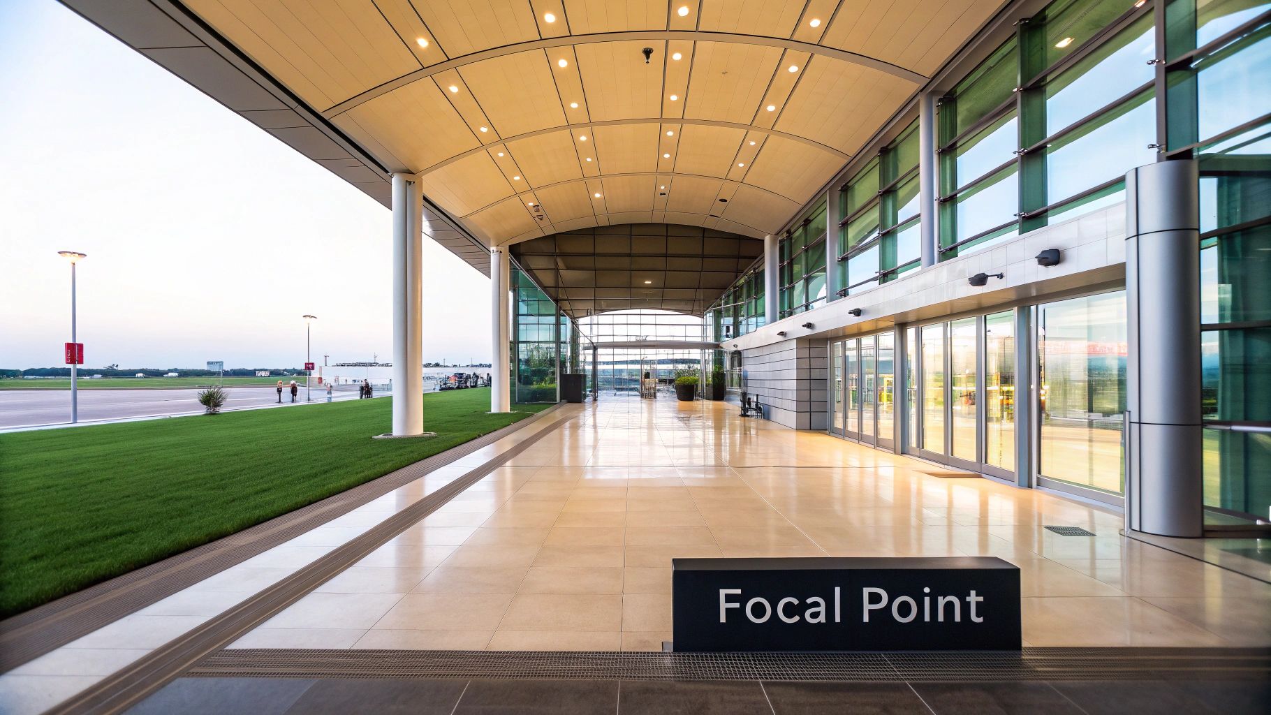 Modern glass extension on a historic brick building showcasing contrast