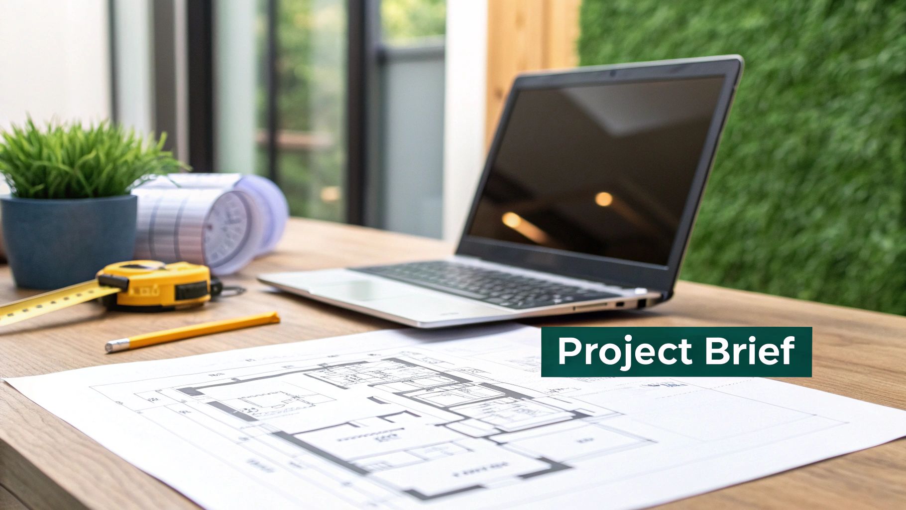 A modern commercial building with large windows and clean architectural lines