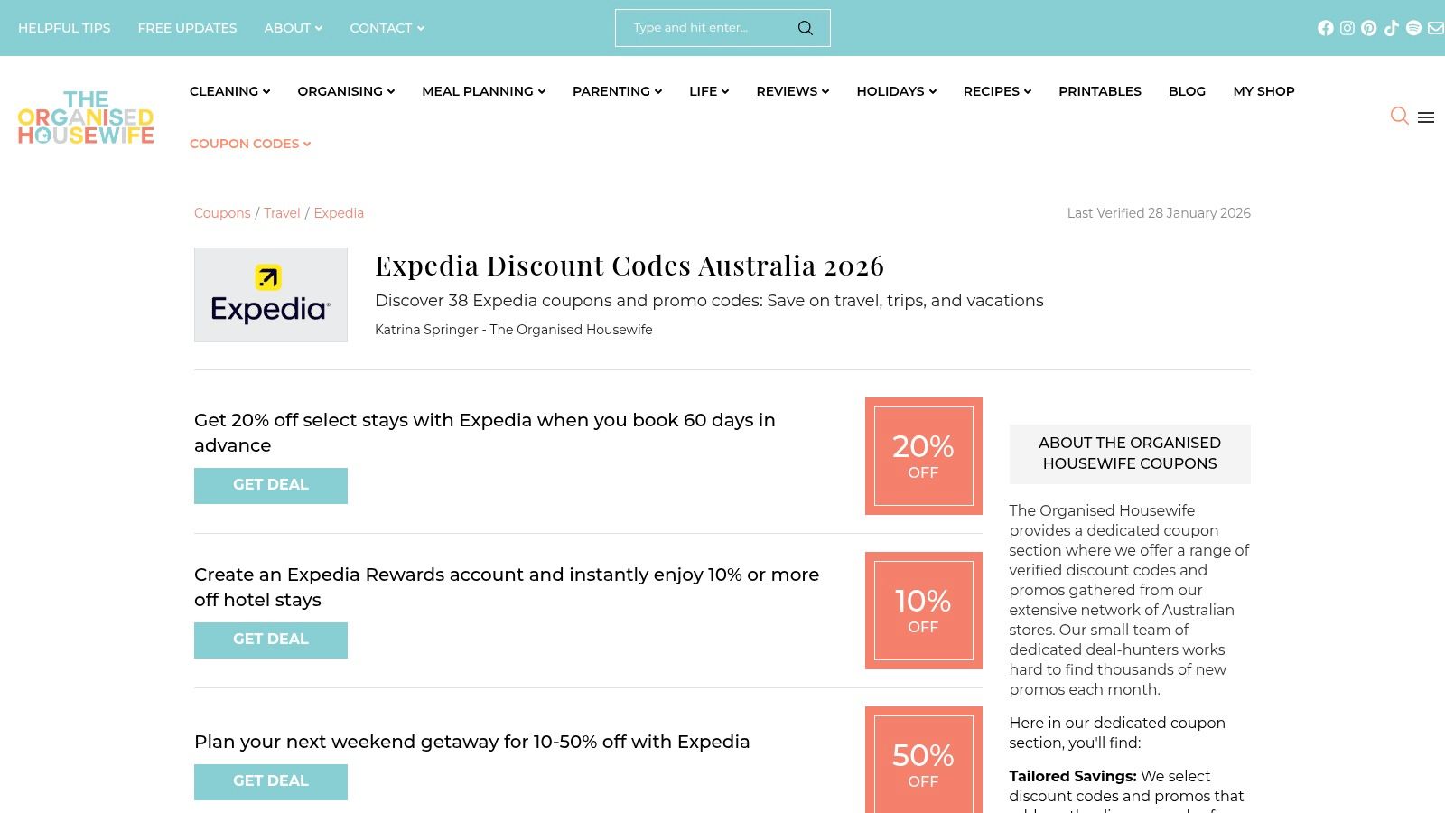 The Organised Housewife (Expedia Australia coupons)