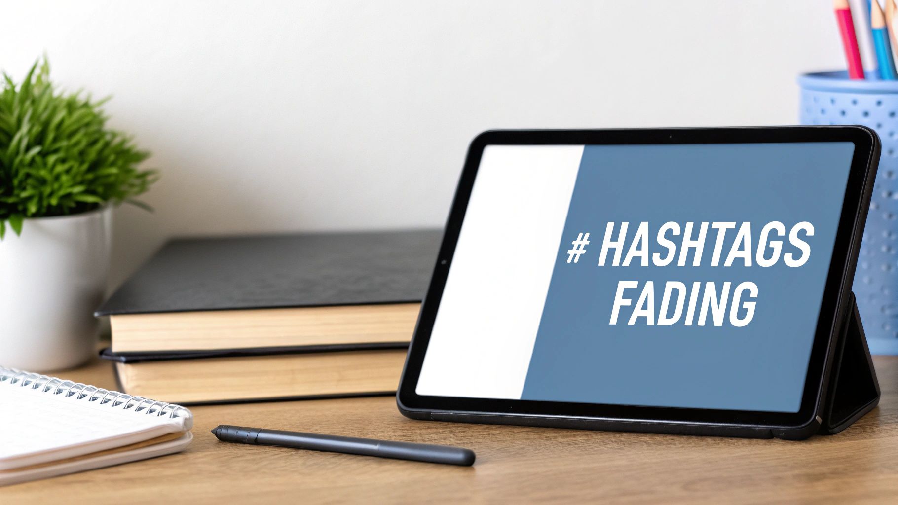 A tablet and a stylus pen on top of a wooden desk