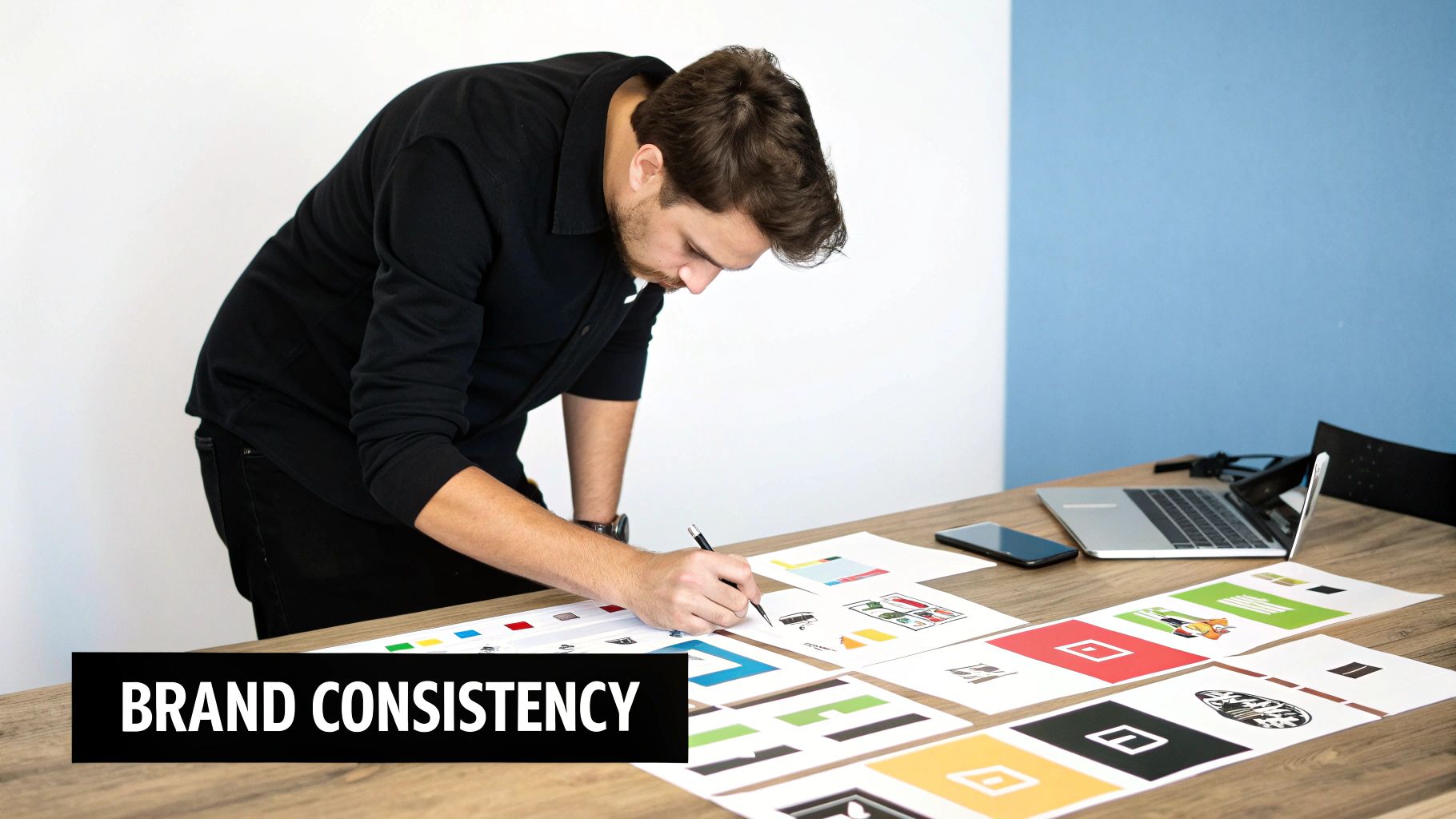A man writing on a piece of paper on top of a desk