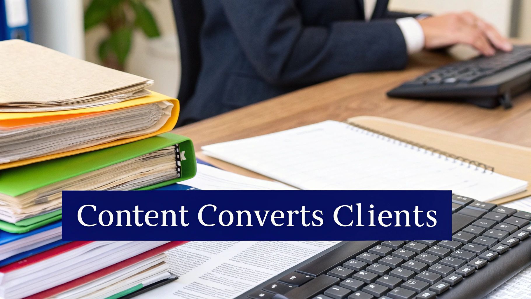 A lawyer reviewing legal documents on a laptop, representing content creation