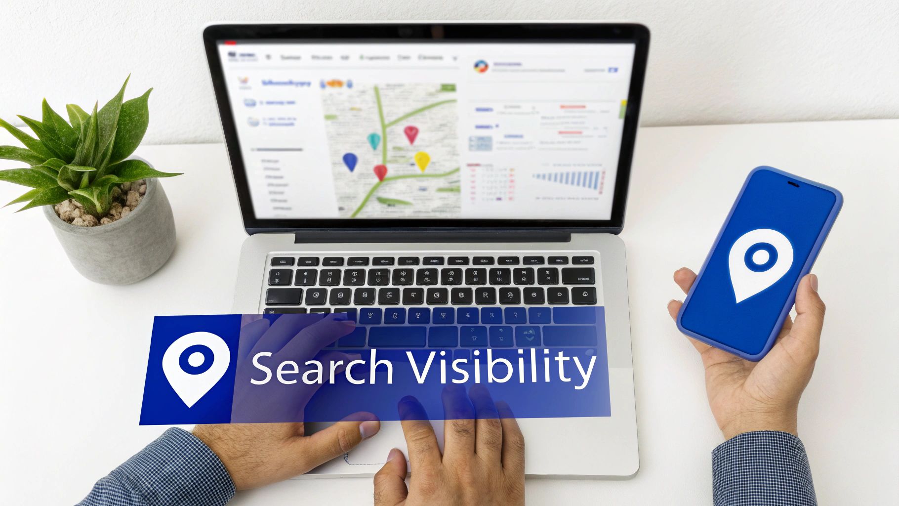 A person using a laptop to search for legal services, with a magnifying glass icon over the screen.