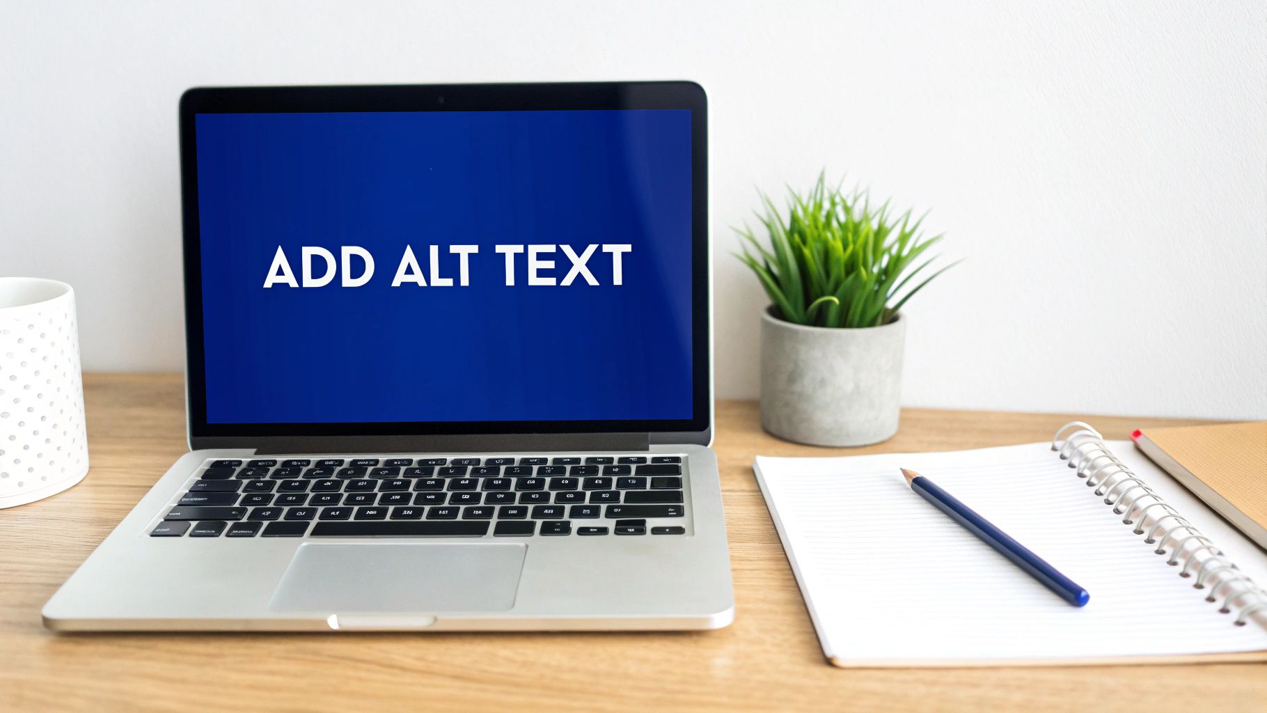 A code snippet showing an HTML image tag with a descriptive alt attribute.