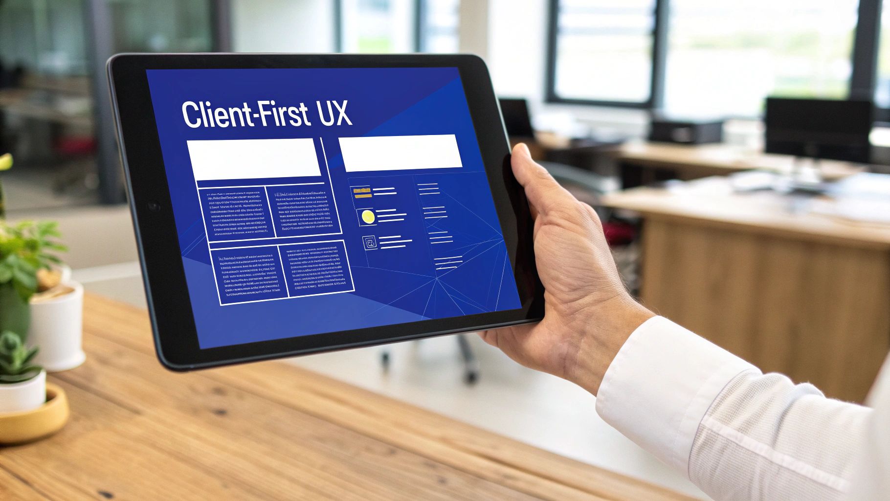 A modern, clean law firm website design shown on a laptop screen, emphasizing user-friendliness.