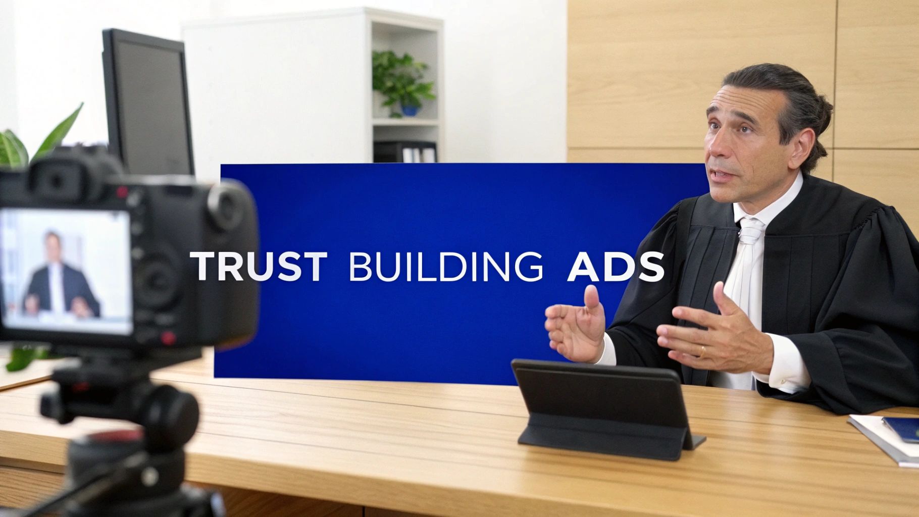 An attorney in a meeting, representing the trustworthy and professional image needed for effective attorney advertising on Facebook.