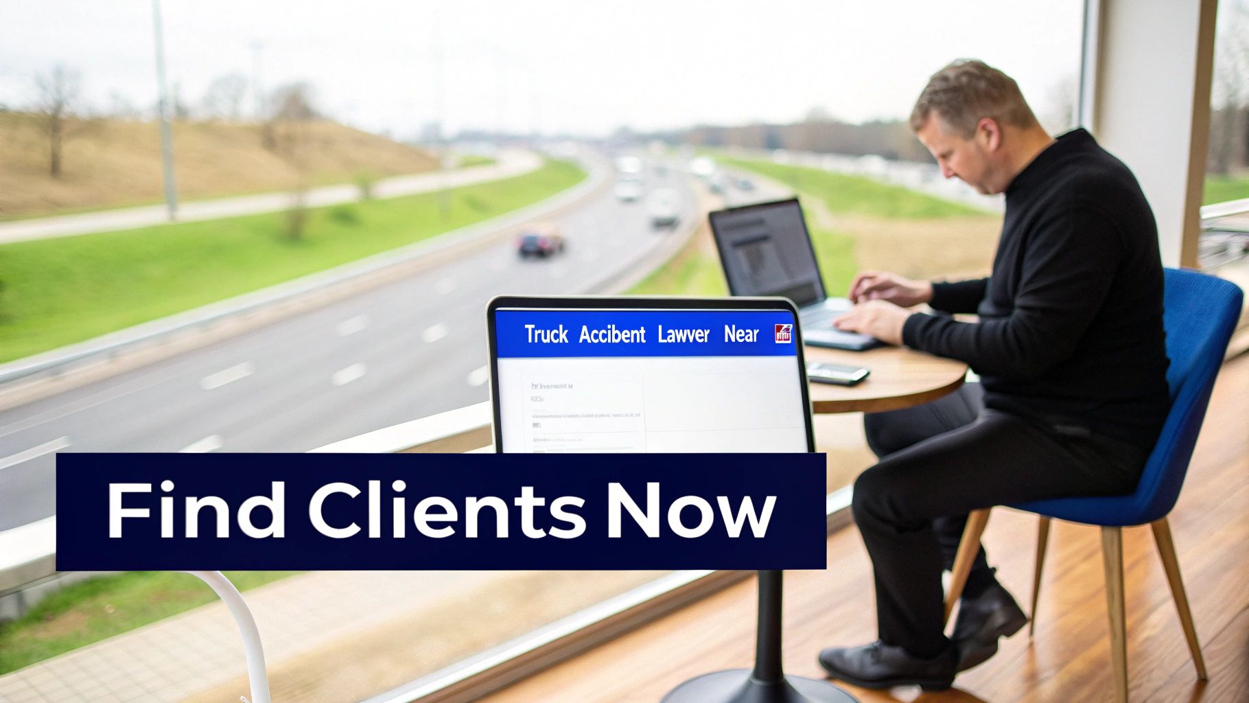 A scales of justice symbol balancing a gavel and a digital search icon, representing the intersection of law and SEO.