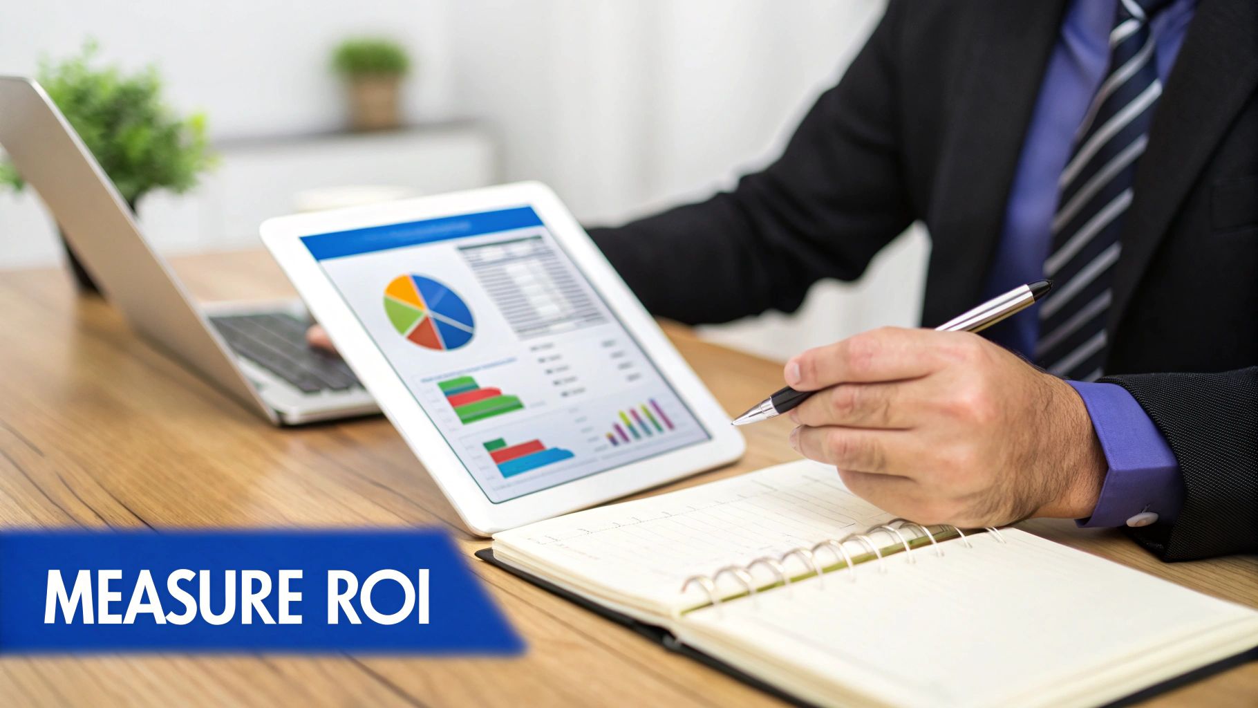 Graph showing upward trend in marketing ROI.
