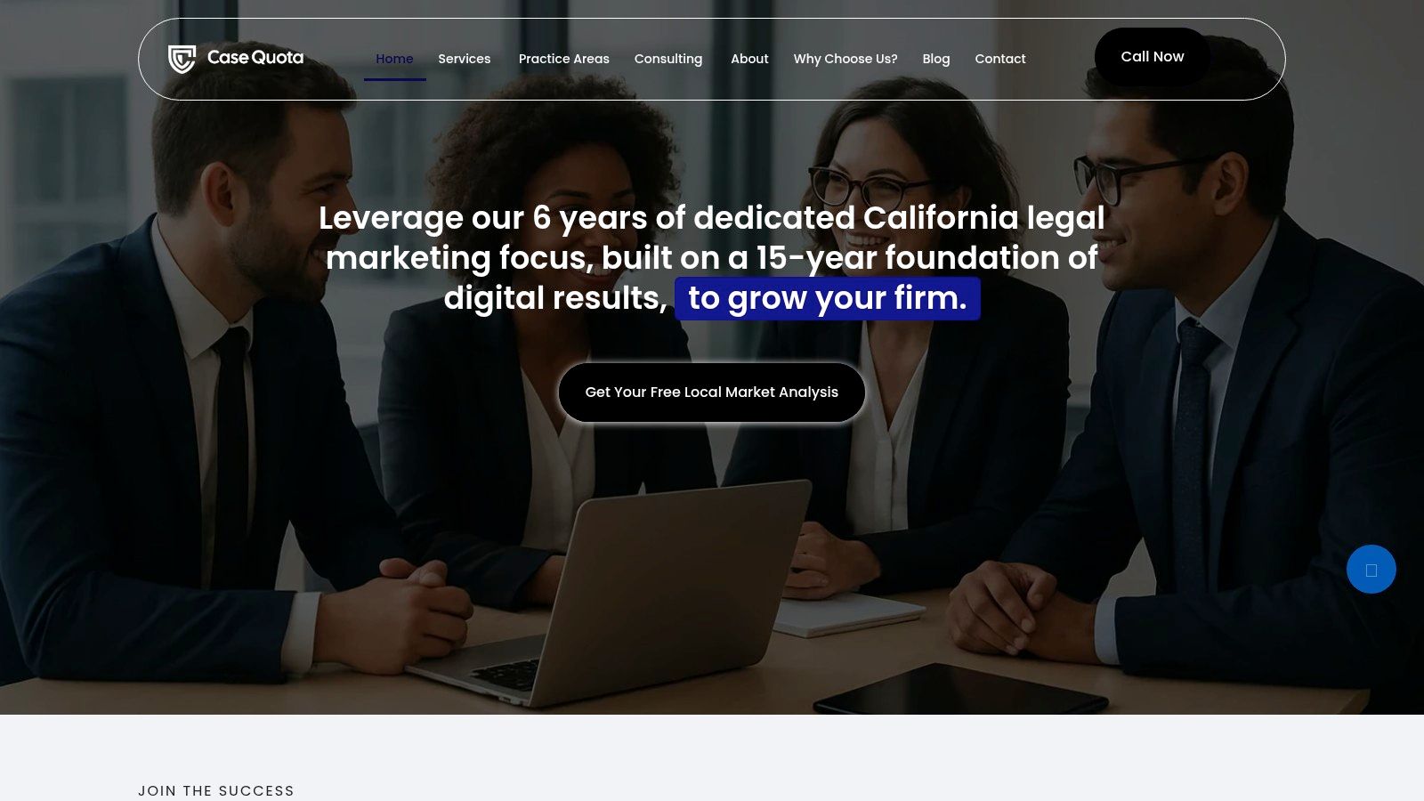 Case Quota legal team collaborating on an SEO strategy for a law firm.
