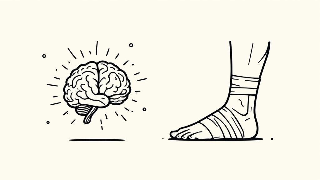 A person sitting on a sofa and looking out a window, contemplating their mental health.