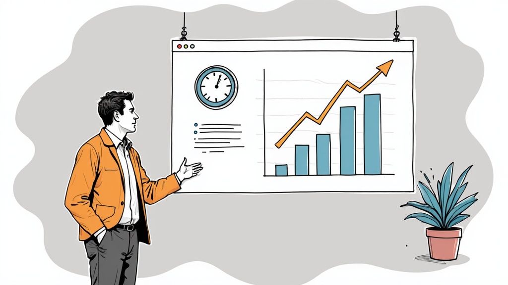 A graph showing upward trends in productivity and employee morale, representing the strategic gains from automated leave management.