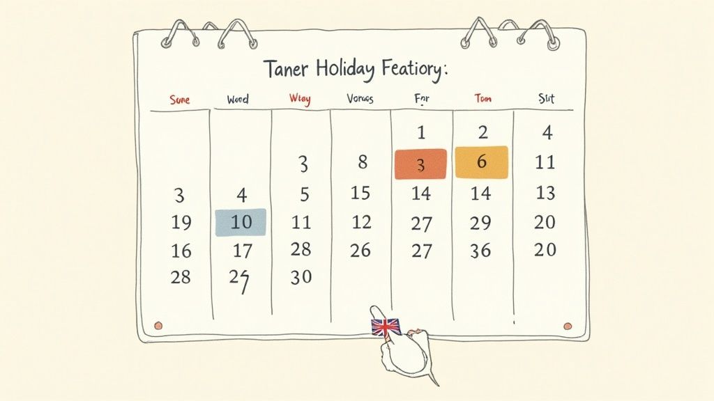 A person marking dates on a calendar to track holiday entitlement.