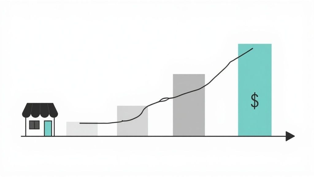 A graph showing business growth and efficiency