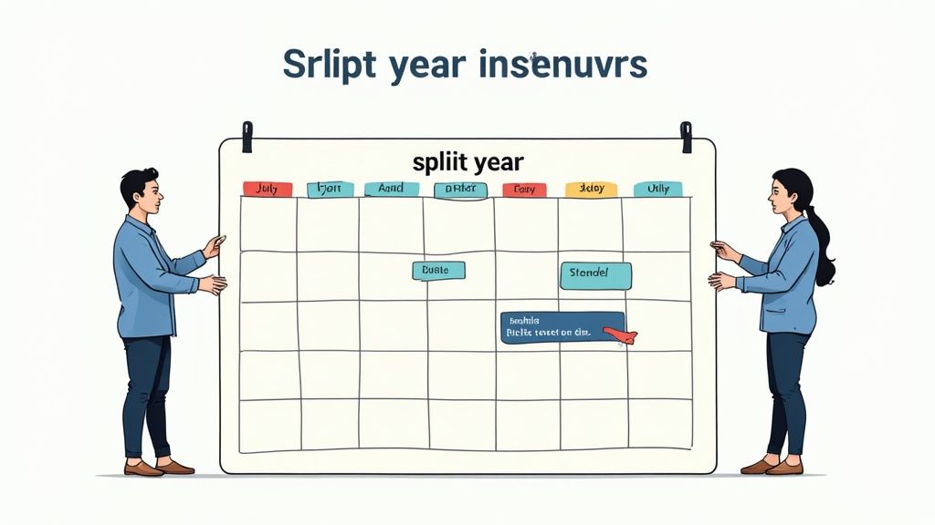 A person at a desk with both a calendar and a calculator, planning their final work dates and leave.