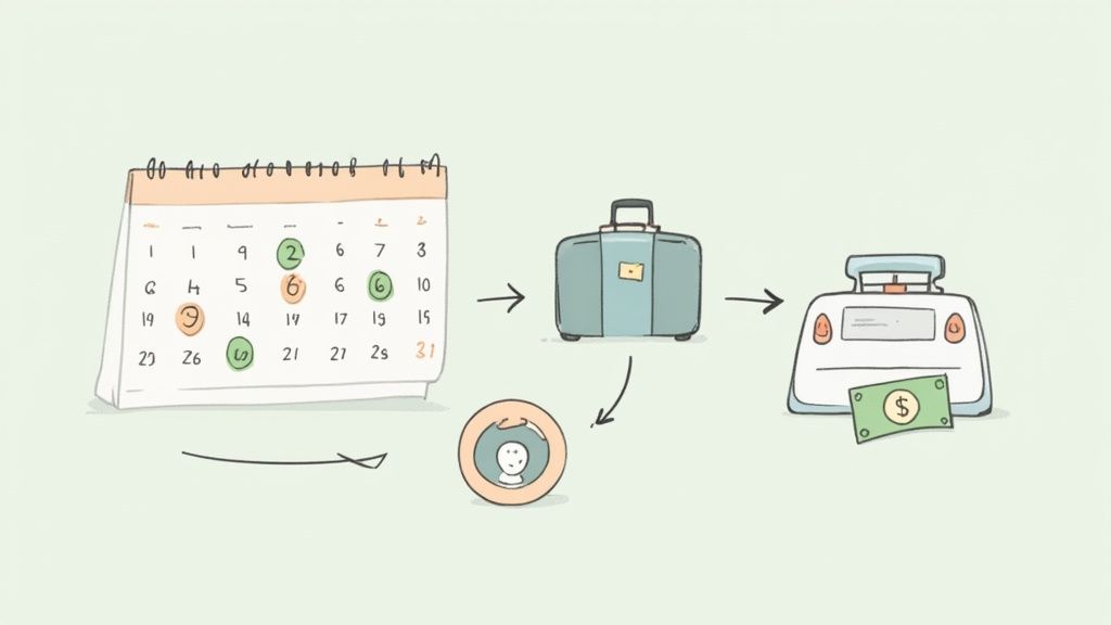 A person at a desk with moving boxes, signifying a job change.