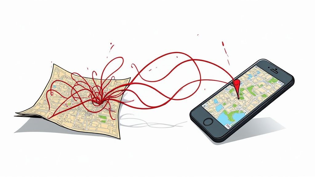 Employees collaborating in a modern office, signifying the move from old processes to new software.