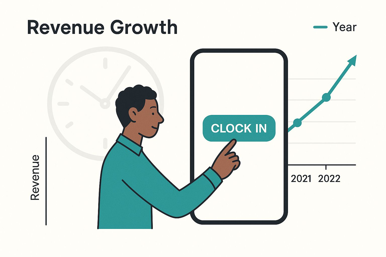 Infographic about employee clocking in system