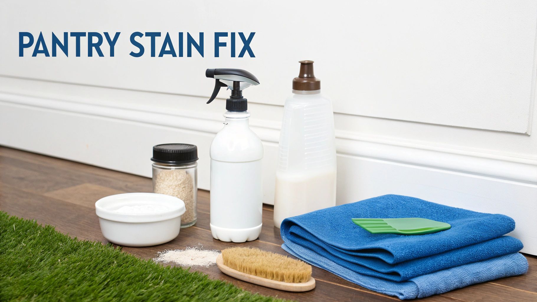 White vinegar and baking soda on a clean surface