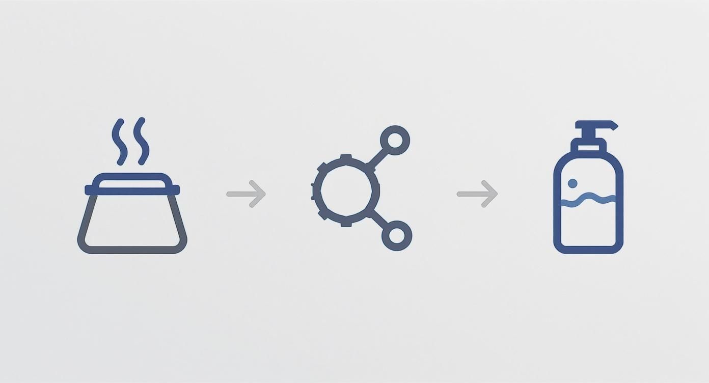 An infographic showing the process flow of different carpet cleaning methods, including Hot Water Extraction, Dry Cleaning, and Shampooing.