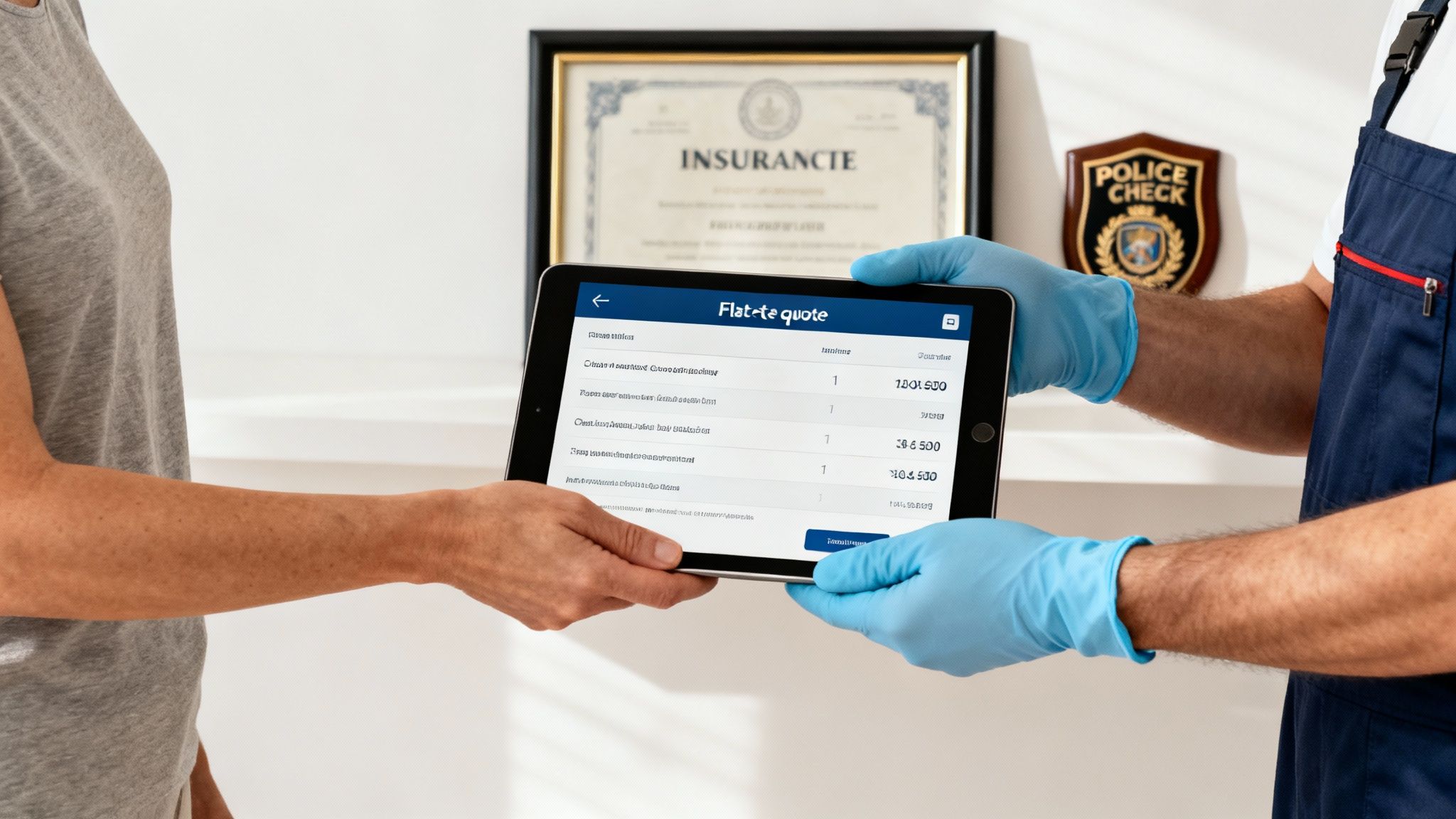 A person pointing at a checklist on a clipboard.