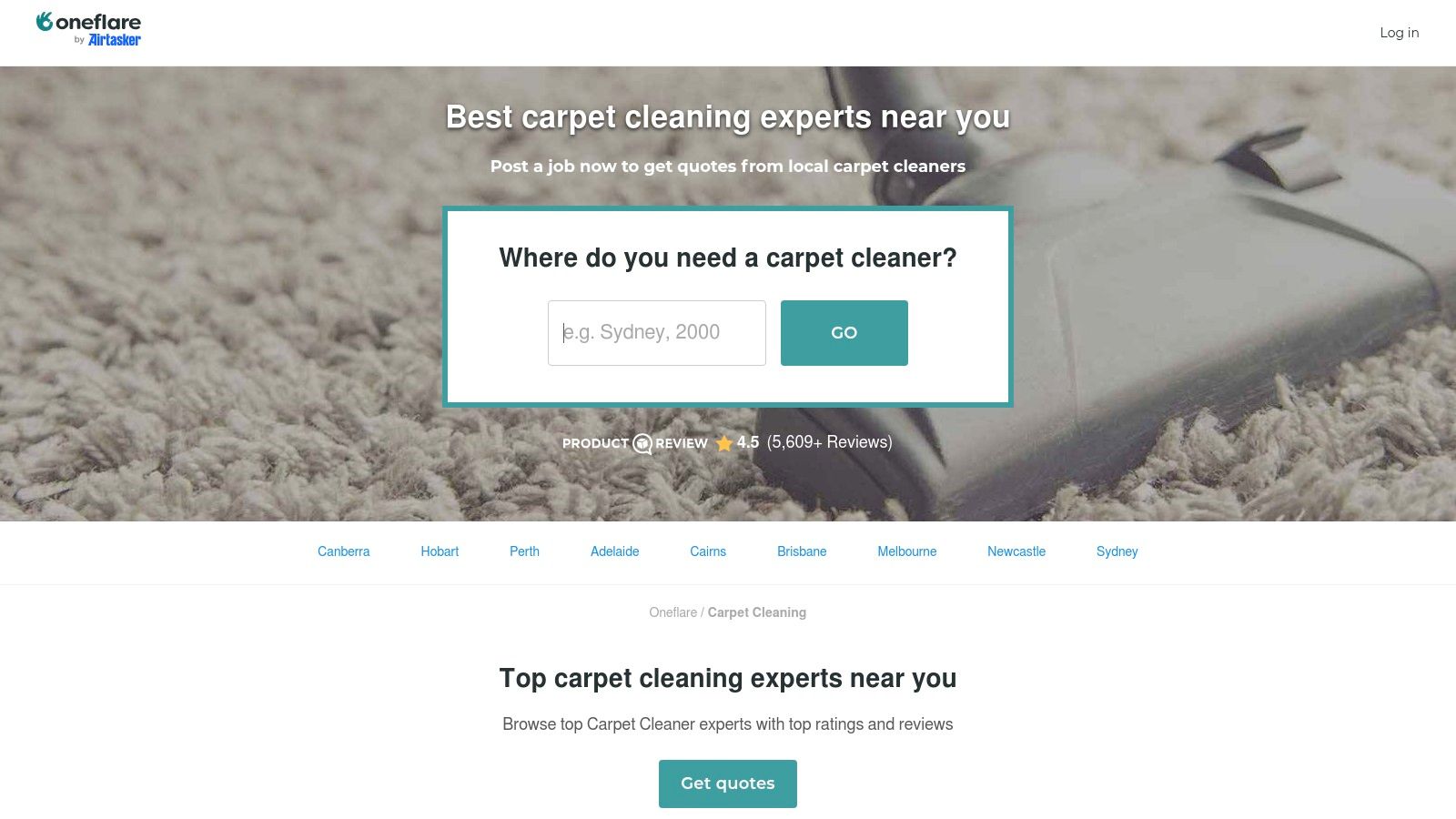 Oneflare service search for carpet cleaning in Melbourne