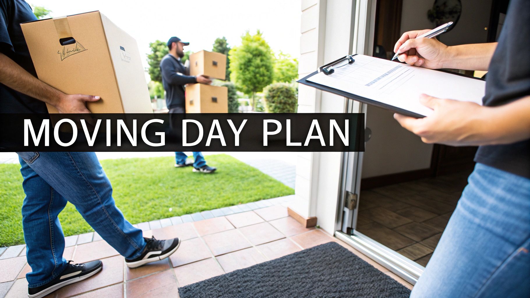 A person holding a set of keys and a cardboard box, with a questioning look on their face, representing common moving queries.