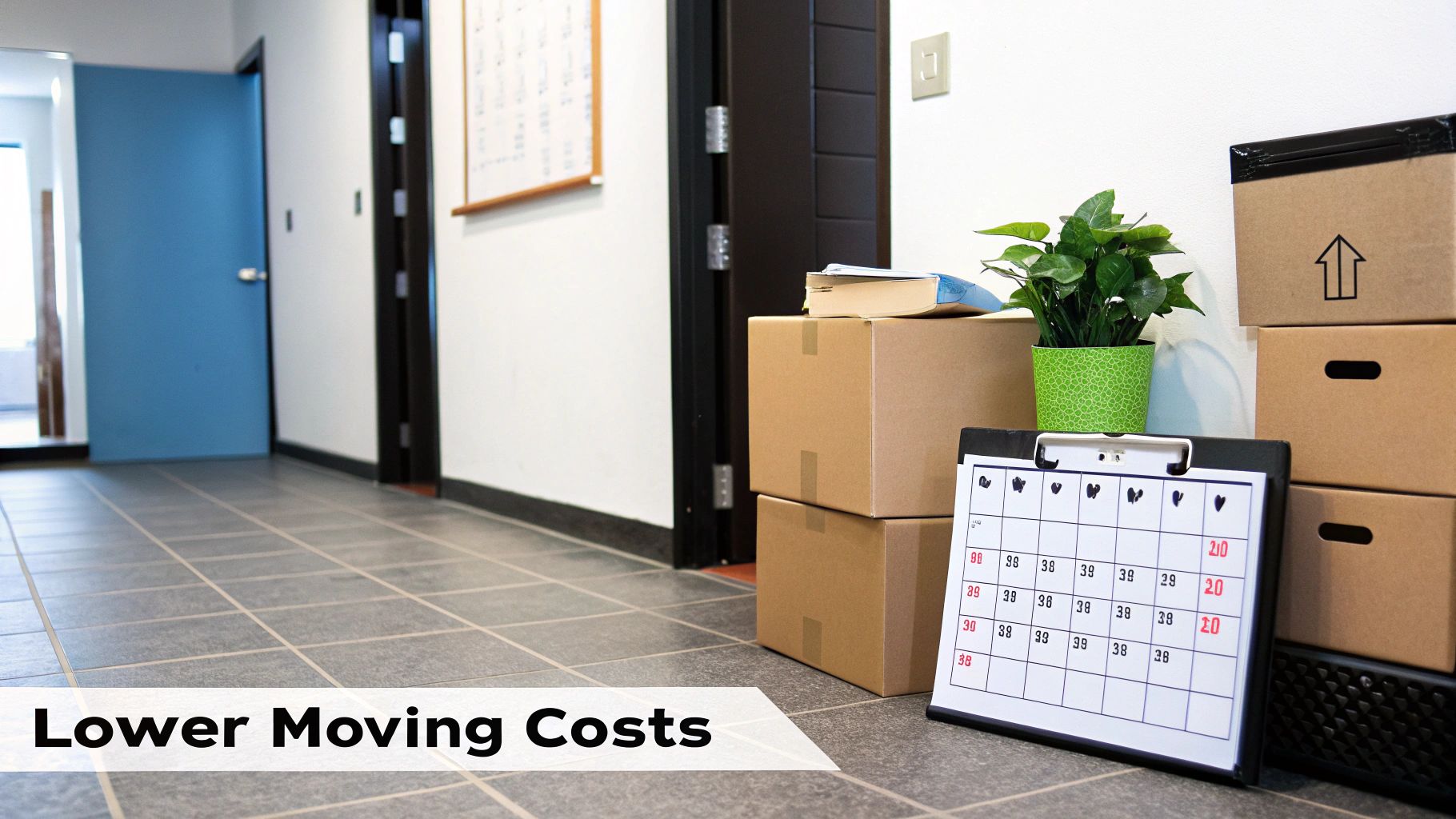 A person carefully placing items into a moving box, illustrating smart packing to save costs.