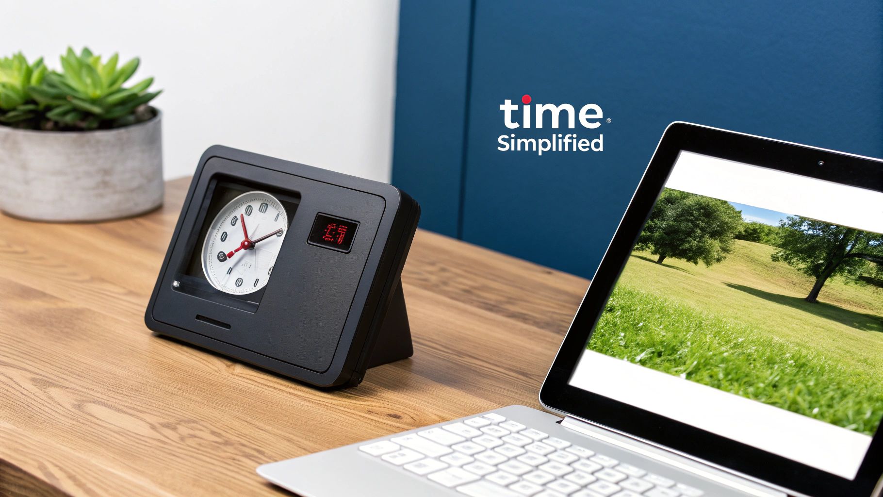A modern employee clock in system being used on a tablet device.