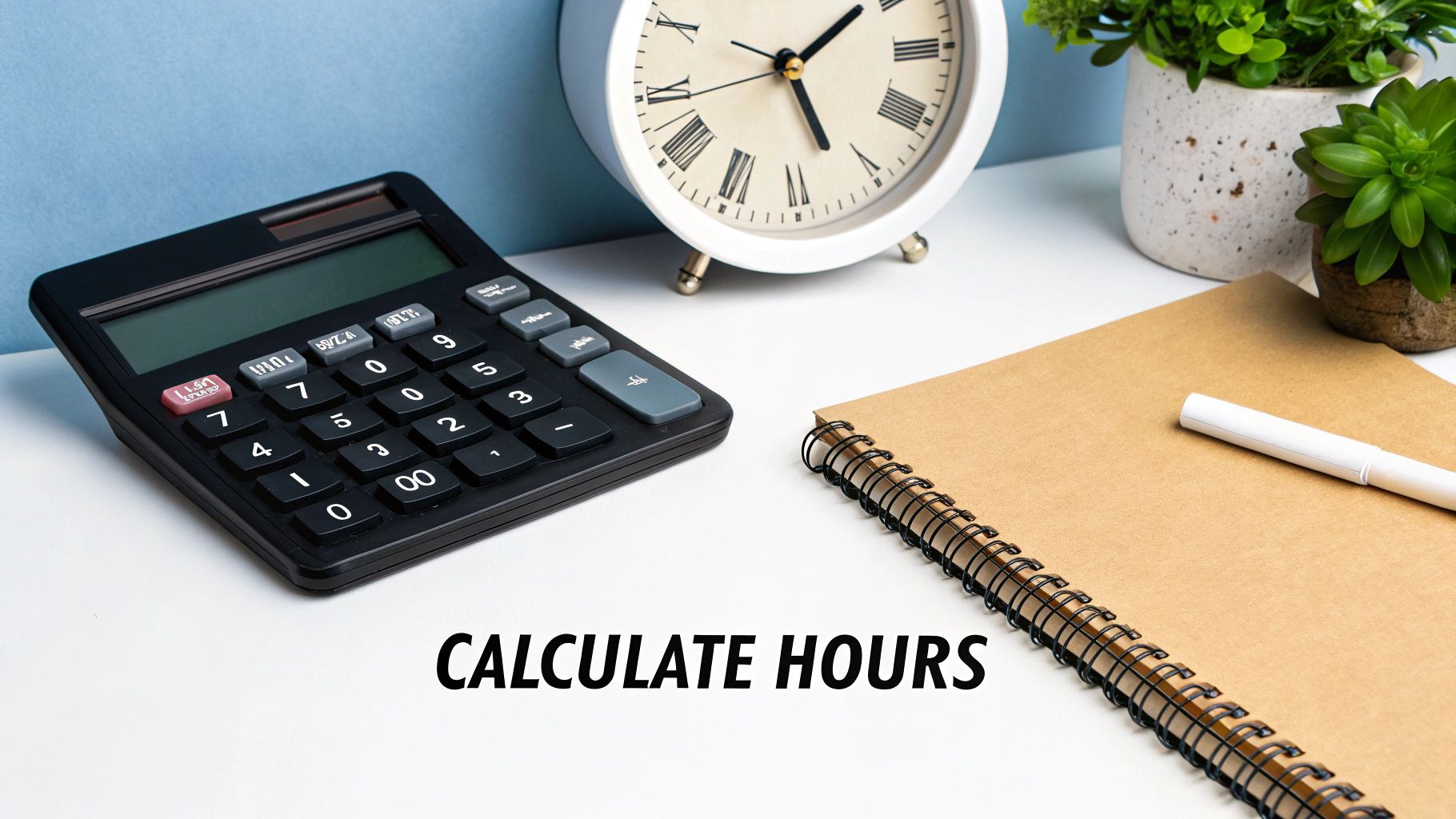 A person using a calculator with a calendar in the background, focused on determining their monthly work schedule.