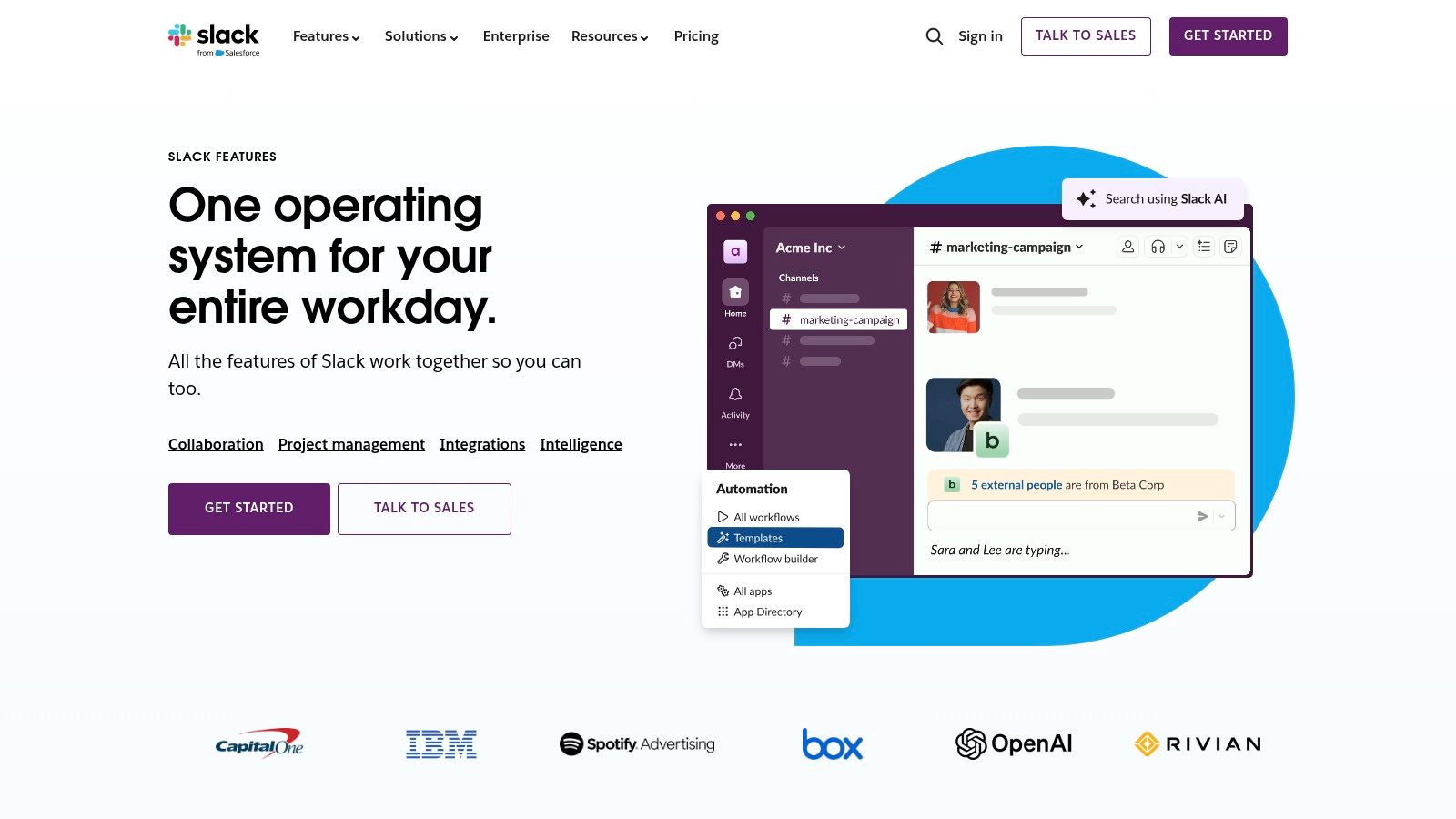 Slack's Team Communication Page