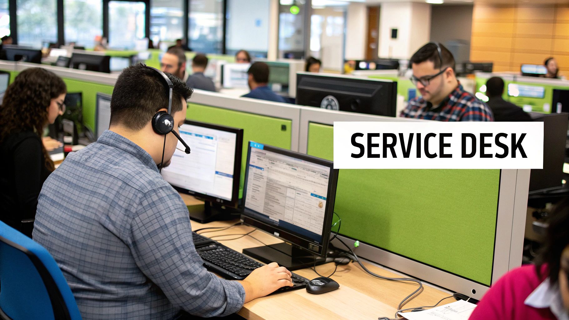 IT Service Desk Workflow showing statuses like Open, In Progress, Resolved, and Closed