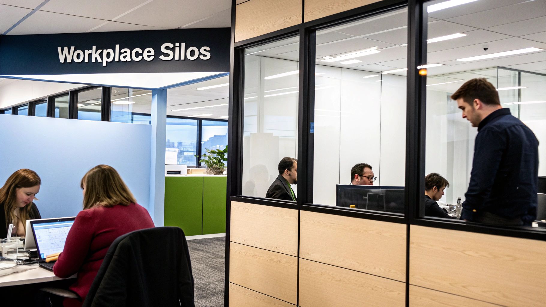 Depiction of silos in the workplace